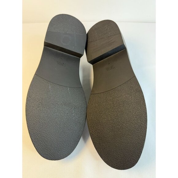 Zara Zapato Penny Loafers Women Size 7.5 Black Patent Leather Chunky Sole Shoes - Picture 11 of 12